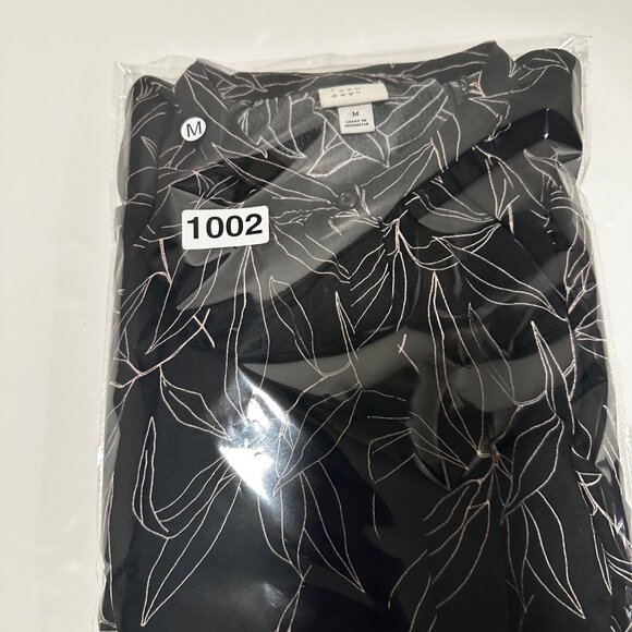 A New Day Womens Black Lilac Floral Print Midi Dress Medium Long Sleeve Elegant - Picture 9 of 11